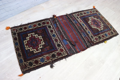 150x67 cm Antik orient Belotsch Teppich nomaden sitzkissen cushion Doppeltasche Satteltasche (Khorjin) Torba Belochistan Afghanistan Nr: 21  Orientsbazar   