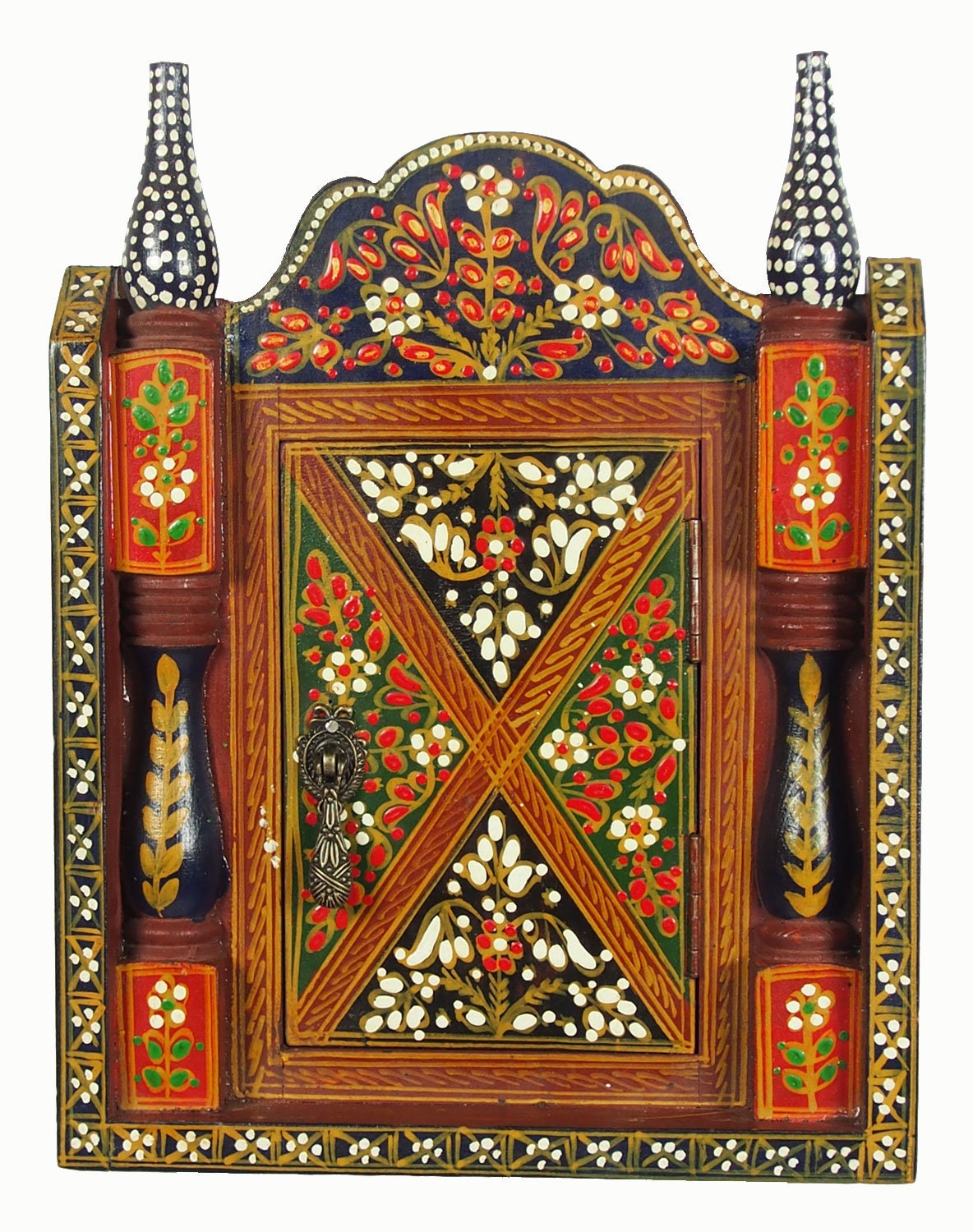 Exklusive orient handgearbeitet handbemalte Massivholz Bohemian Vintage Shabby Schlüsselkasten Schlüsselschrank Afghanistan Miniaturmalerei  Orientsbazar   