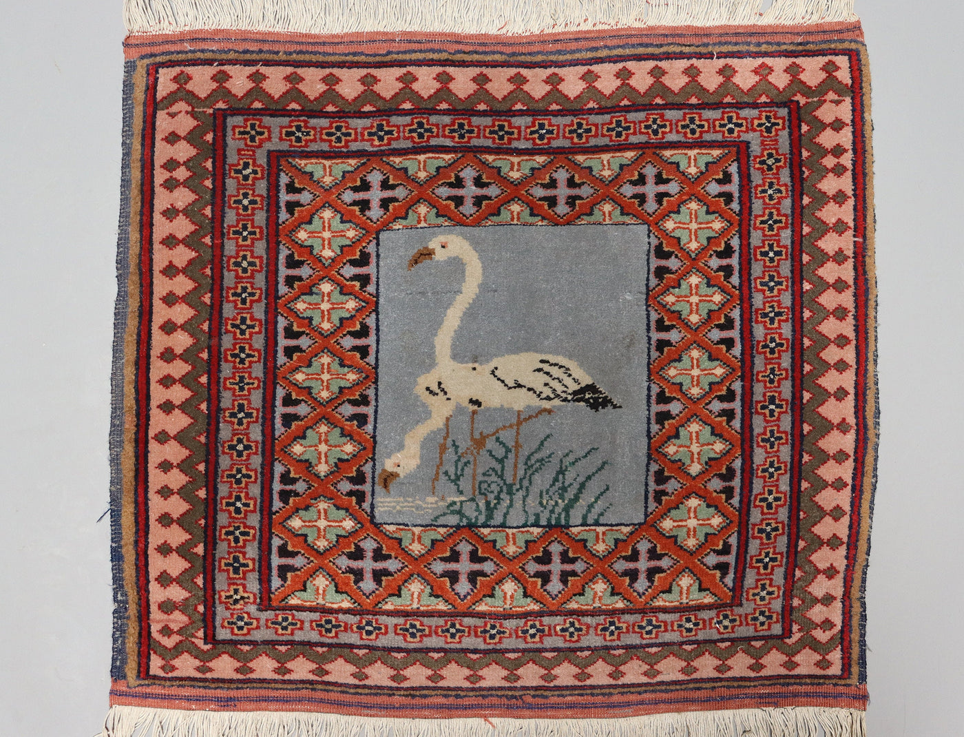 59x53 cm Afghan Nomaden Belotsch Orientteppich Wandteppich Vogel Flamingos  Orientsbazar   
