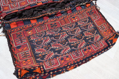 115x92 cm Antik orient Afshar Sumakh Khorjin mafrash Teppich nomaden cushion Doppeltasche Satteltasche Torba Afghanistan Nr: 21  Orientsbazar   