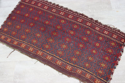 96x52 cm Antik orient handgewebte Teppich Nomaden Baluch sumakh kelim afghan Beloch  mafrash Vorderseite Nr- 34  Orientsbazar   
