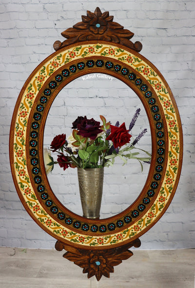 90x55 cm antik-look oval orient Massivholz orientalisch Rahmen Bilderrahmen spiegelrahmen Afghanistan Mit Mogul Relief Miniaturmalerei -C  Orientsbazar   