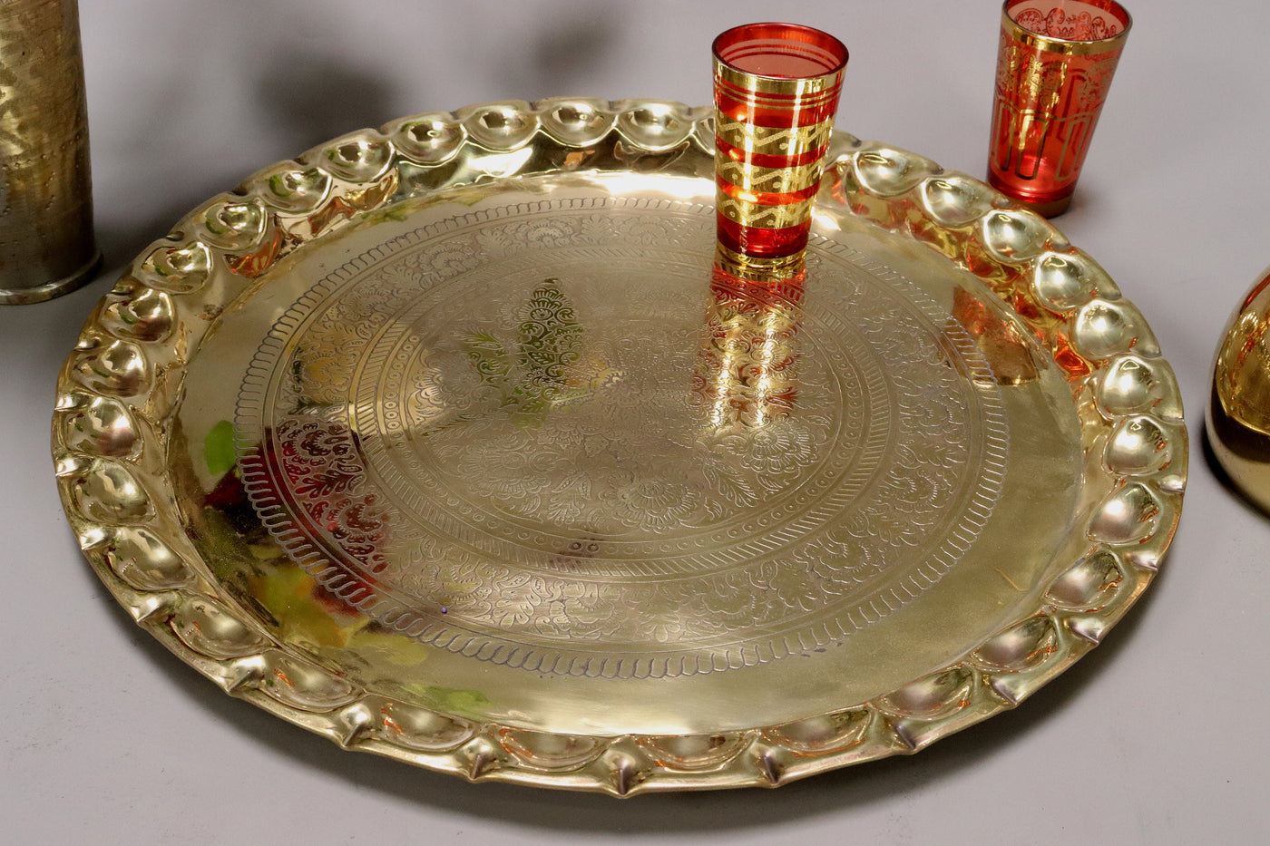 43 cm Ø osmanisch ägyptisch marokkanisch orient Messing Tisch tablett Teetisch Teller beisteltisch Afghanistan syrien arabisch  18  Orientsbazar   