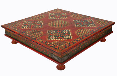 80x80 cm Massivholz Orient Vintage handbemalter niedriger Teetisch beistelltisch Tisch aus Afghanistanaus Nr: 22/C Tische Orientsbazar   