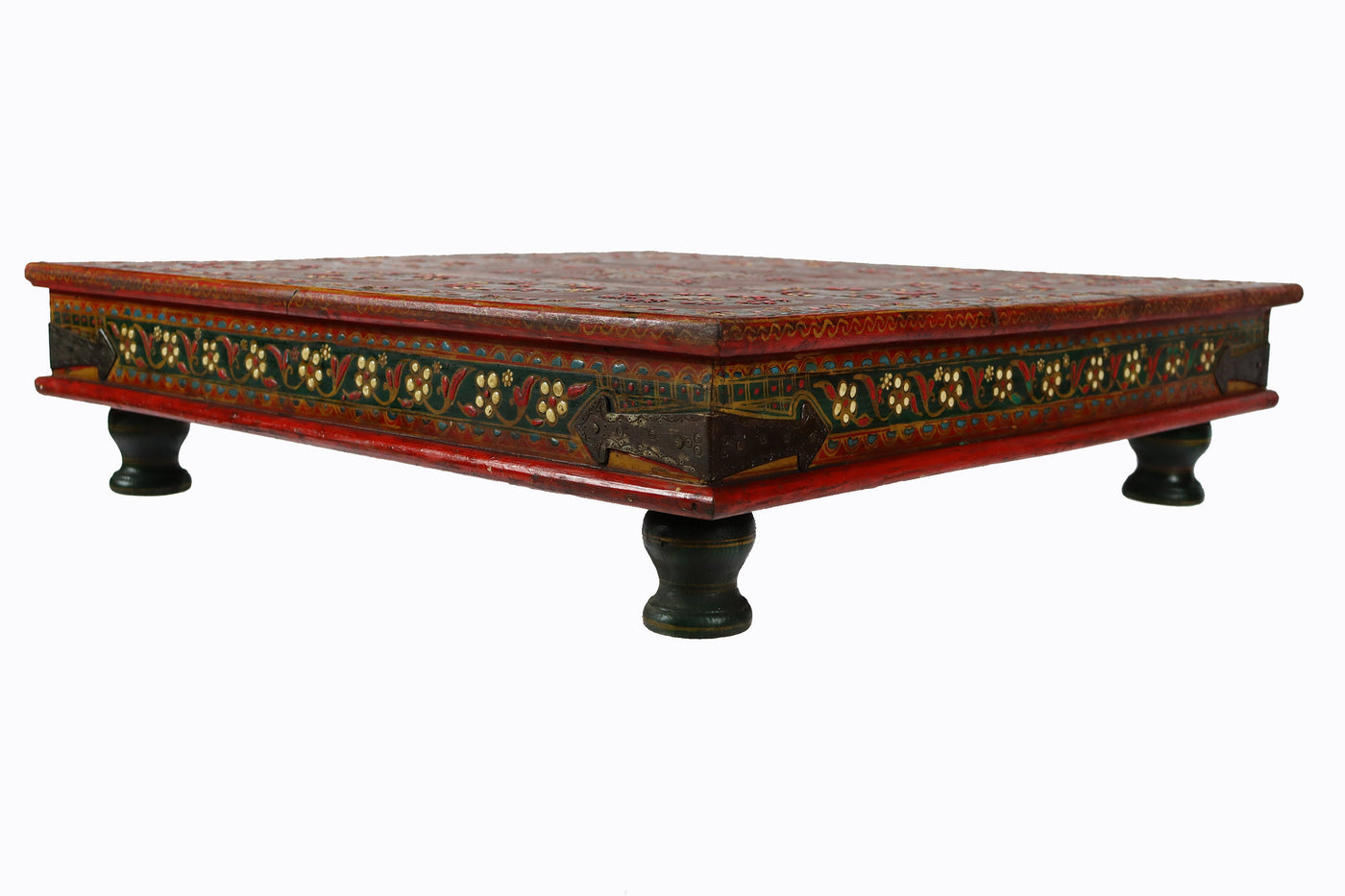 80x80 cm Massivholz Orient Vintage handbemalter niedriger Teetisch beistelltisch Tisch aus Afghanistanaus Nr: 22/D Tische Orientsbazar   