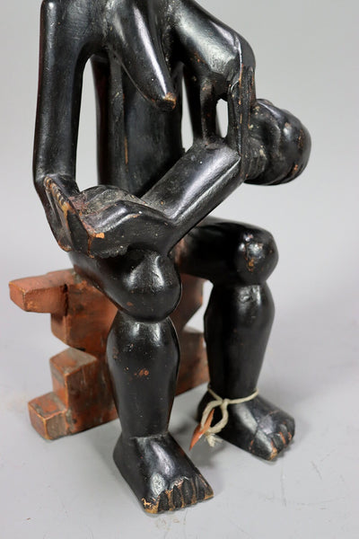 Vintage afrikanische Volkskunst Statue Mutter Fruchtbarkeit geschnitzte Holzskulptur K1  Orientsbazar   