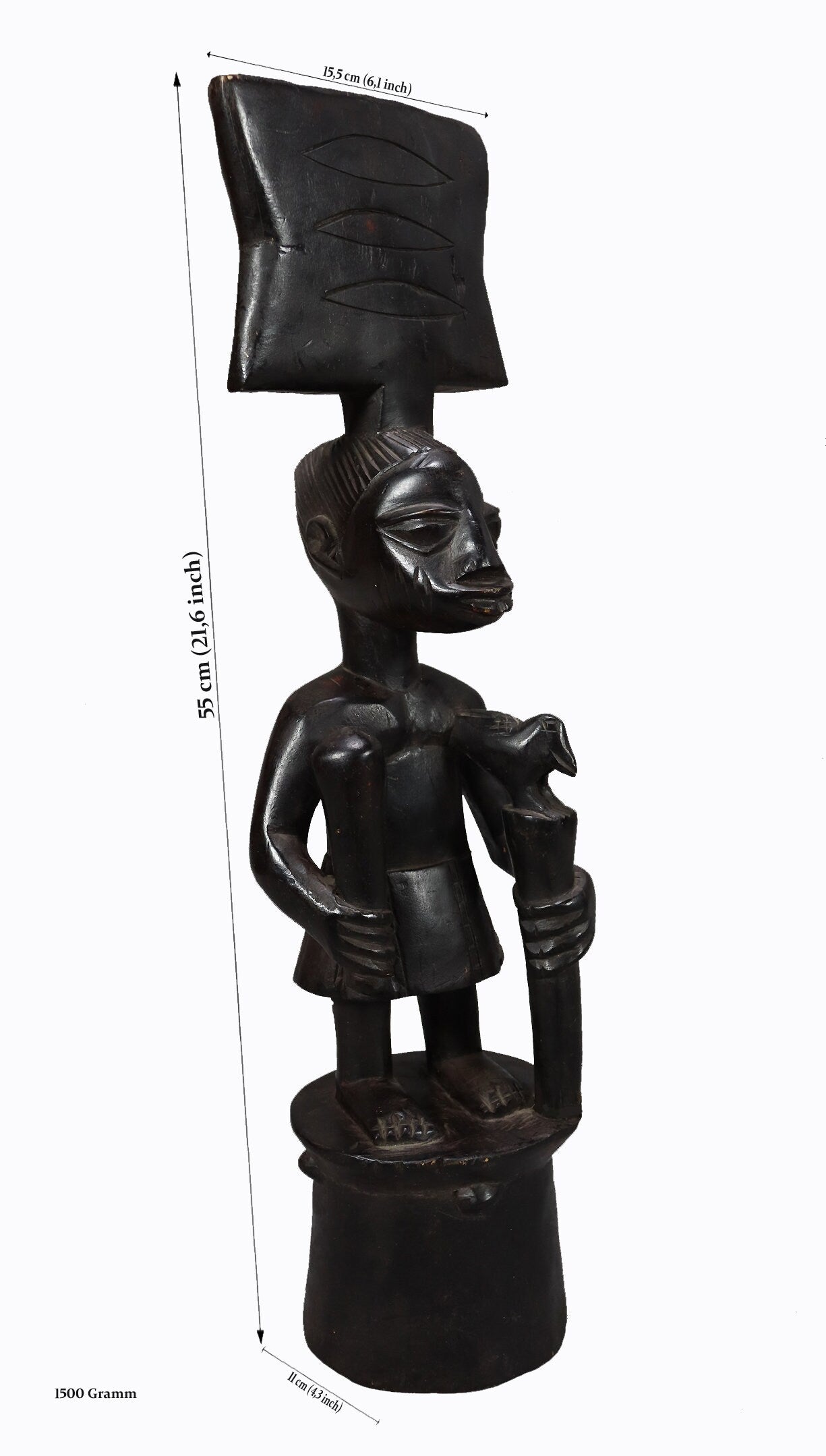 Vintage afrikanische Volkskunst Statue geschnitzte Holzskulptur Elfenbeinküste Chokwe Figure K2  Orientsbazar   