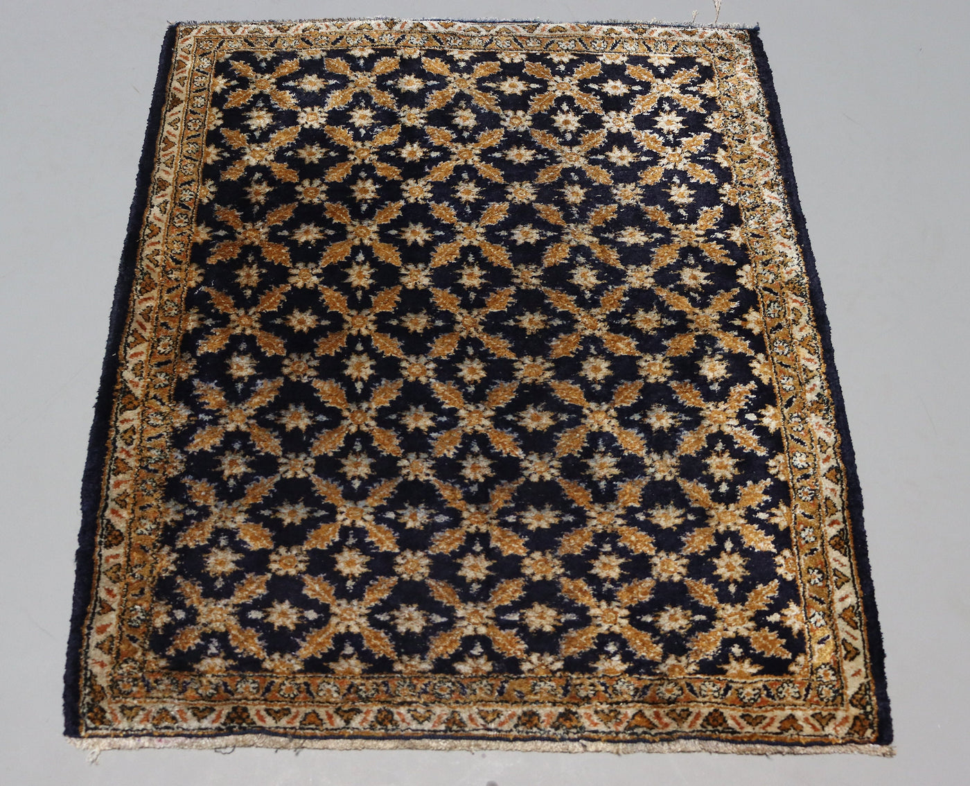 75x63 cm super-feine Qualität 100 % Seide handgeknüpfte orientteppich Silk Carpet Blau  Orientsbazar   