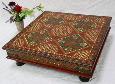 70x70 cm Massivholz Orient Vintage handbemalter niedriger Teetisch beistelltisch Tisch aus Afghanistanaus Nr: 22/B Tische Orientsbazar   