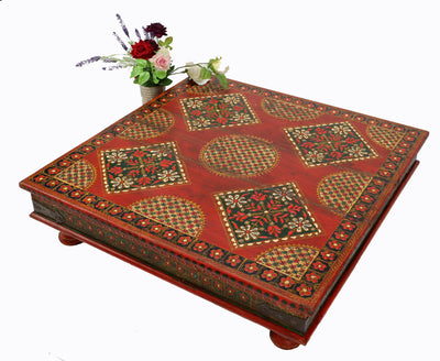 80x80 cm Massivholz Orient Vintage handbemalter niedriger Teetisch beistelltisch Tisch aus Afghanistanaus Nr: 22/C Tische Orientsbazar   