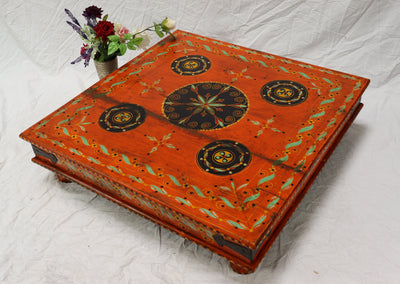 80x80 cm Massivholz Orient Vintage handbemalter niedriger Teetisch beistelltisch Tisch aus Afghanistanaus Nr: 22/F Tische Orientsbazar   