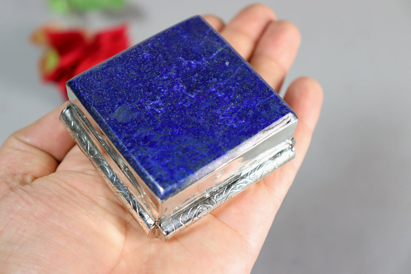Extravagant handgefertigte messing  Lapis Lazuli -Edelstein büchse Schmuck Dose schatulle Kiste schmuckkiste Afghanistan  Nr-IT57-65  Orientsbazar   