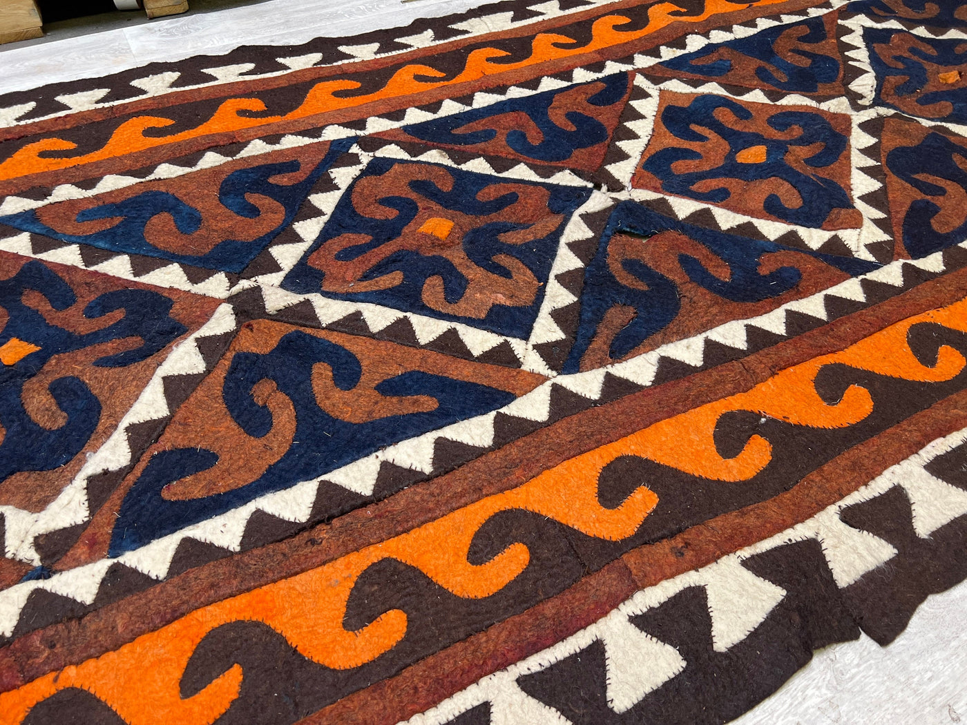 365x150 cm antik orient filz Teppich Nomaden handgearbeitete Turkmenische nomanden Jurten Filzteppich Filz koshma Afghanistan Nr:22/8  Orientsbazar   