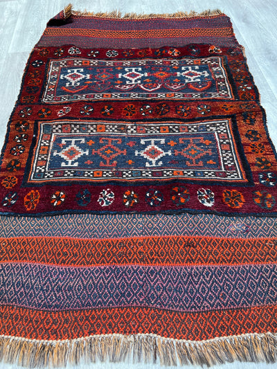 130x86 cm Antik orient Afshar Sumakh mafrash Teppich nomaden  Kelim  Torba vorderseite Afghanistan Nr:769 Teppiche Orientsbazar   