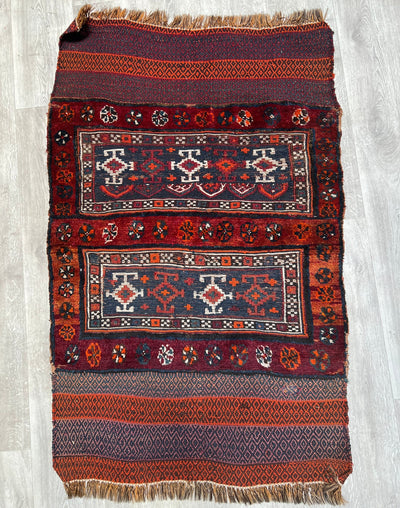 130x86 cm Antik orient Afshar Sumakh mafrash Teppich nomaden  Kelim  Torba vorderseite Afghanistan Nr:769 Teppiche Orientsbazar   