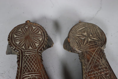 Antik 19. Jh. Pakistan Swat Valley handgefertigte Holz geschnitzte Sandale Nuristan Afghanistan Schuhe Nr.: D  Orientsbazar   
