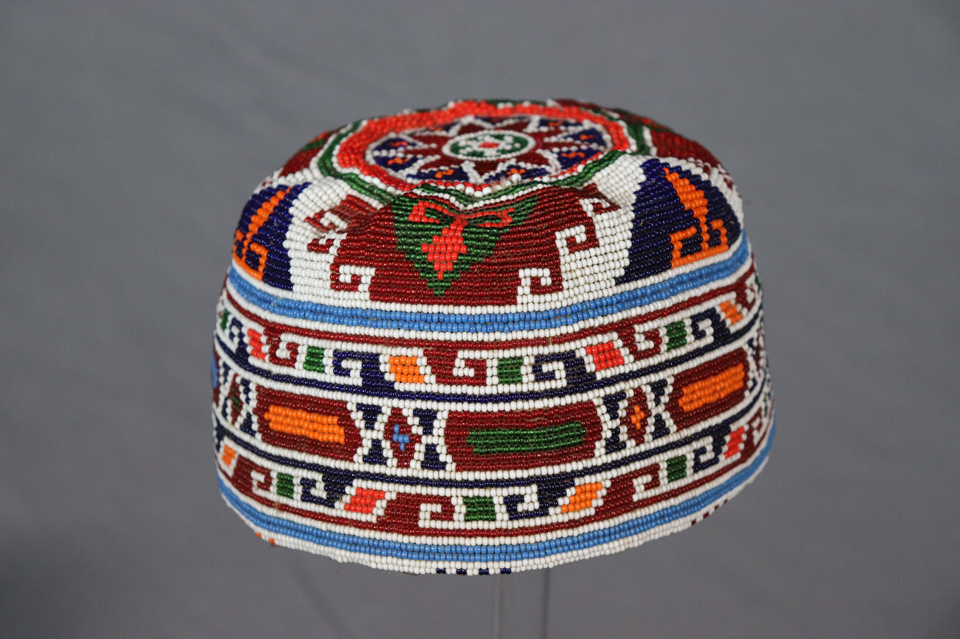 antik und sehr seltener nomaden Kinder Hut Mütze antik Glas Perlenmütze aus Afghanistan und Pakistan Nr:22/2  Orientsbazar   