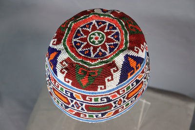 antik und sehr seltener nomaden Kinder Hut Mütze antik Glas Perlenmütze aus Afghanistan und Pakistan Nr:22/2  Orientsbazar   