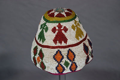 antik und sehr seltener nomaden Kinder Hut Mütze antik Glas Perlenmütze aus Afghanistan und Pakistan Nr:22/8  Orientsbazar   