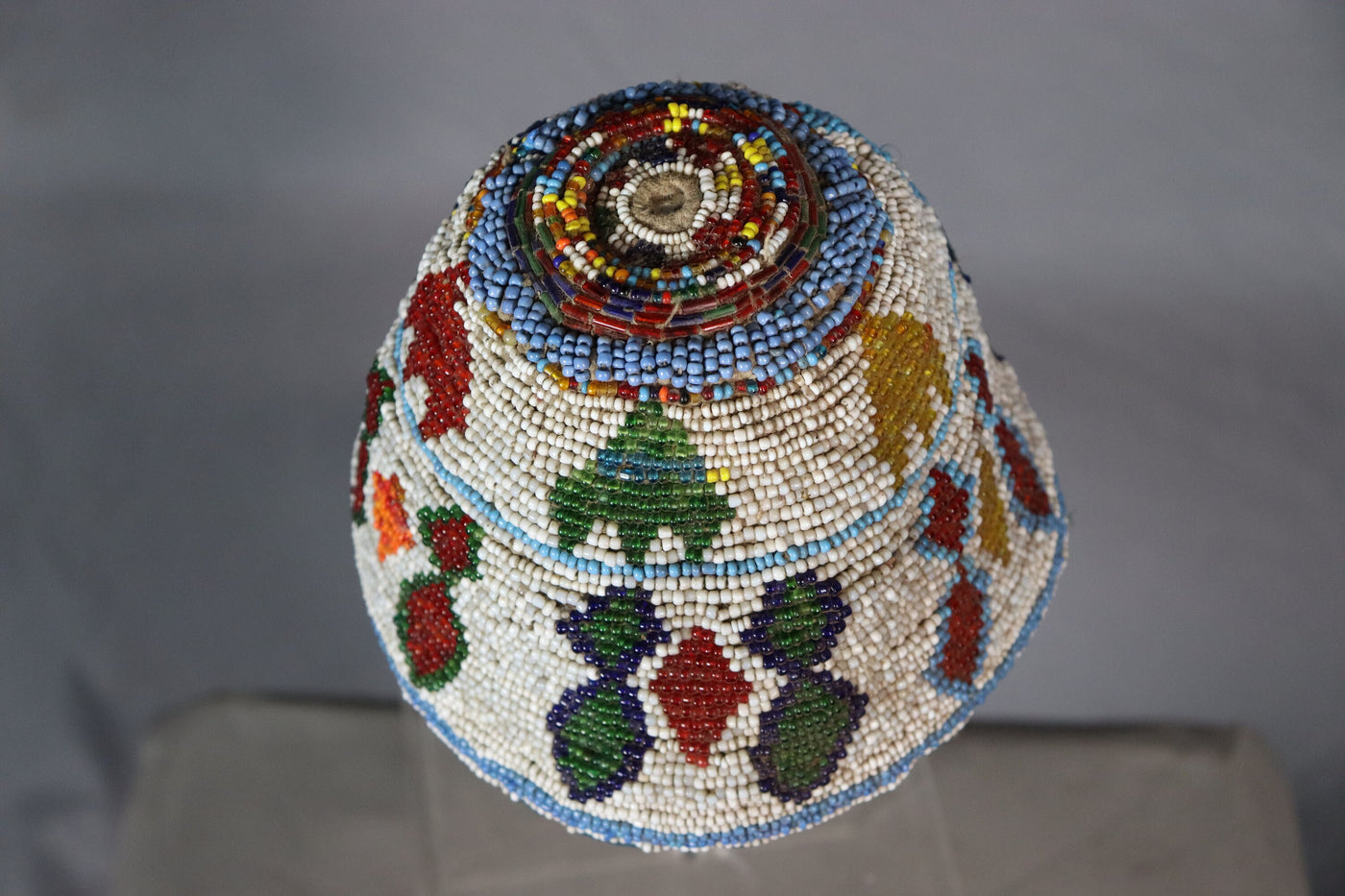antik und sehr seltener nomaden Kinder Hut Mütze antik Glas Perlenmütze aus Afghanistan und Pakistan Nr:22/12  Orientsbazar   