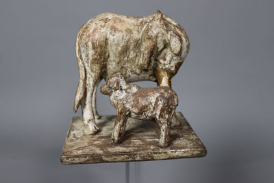 Vintage indische Volkskunst Statue  geschnitzte Kamadhenu wunscherfüllende Kuh Holzskulptur Nr:22/B  Orientsbazar   