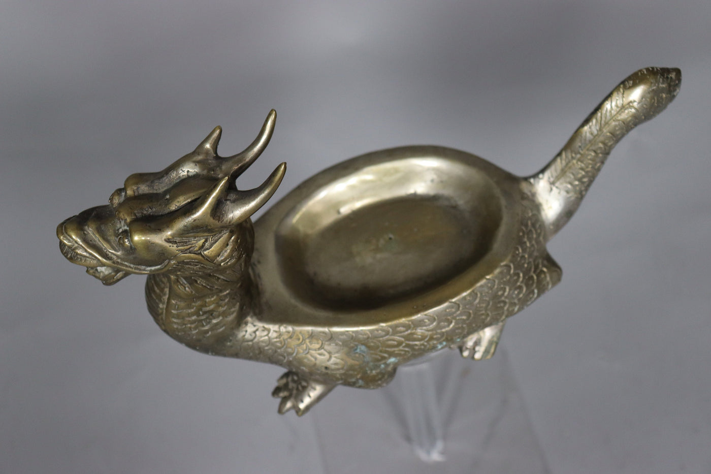 vintage Dekorative alte Drachen - Schale Massiv bronze versilbert  Orientsbazar   