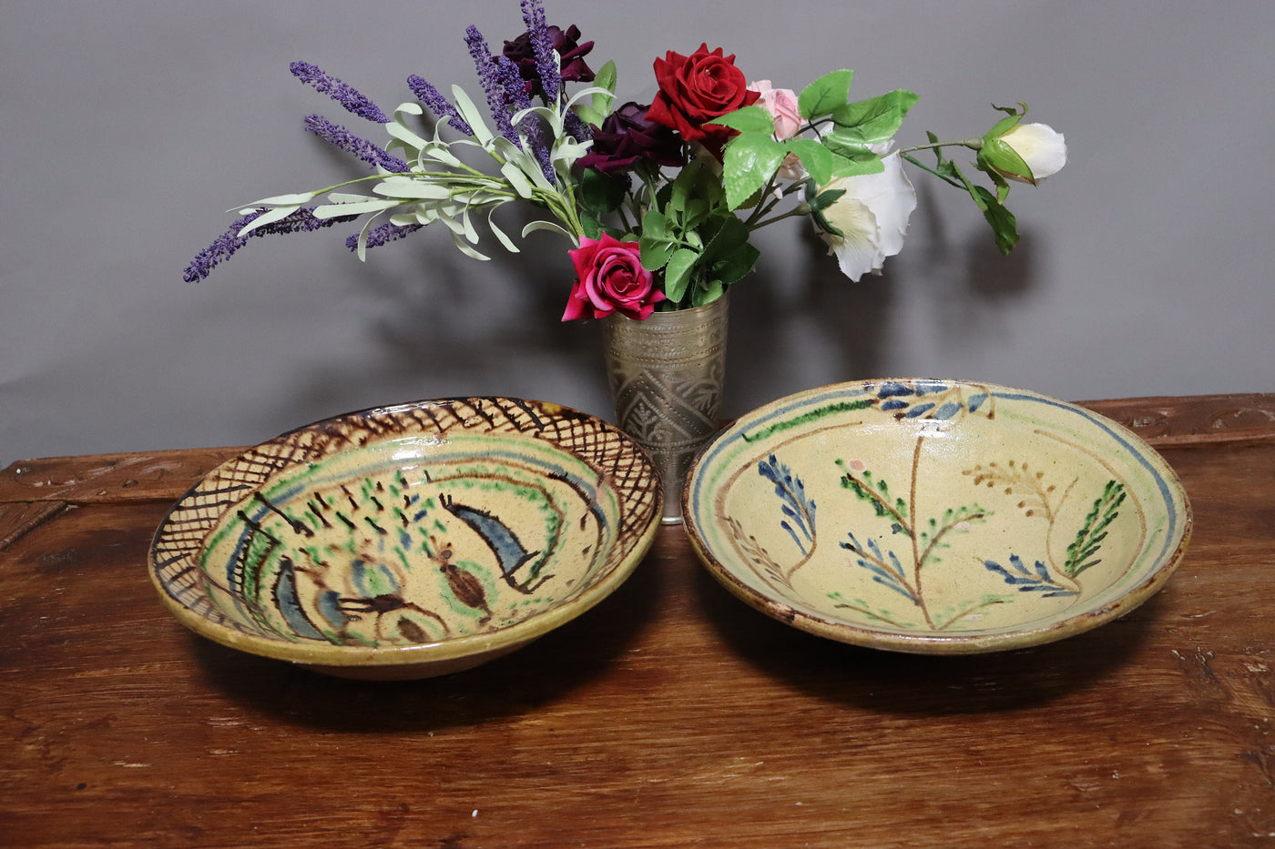 Set von 2 Stück seltener handgefertigt islamische Tonschalen Töpferschale Teller Keramik aus  Swat-Tal Pakistan und Südafghanistan Nr. 22/6 Keramik Orientsbazar   