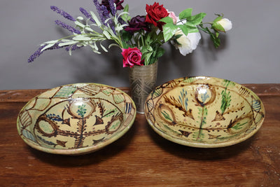 Set von 2 Stück seltener handgefertigt islamische Tonschalen Töpferschale Teller Keramik aus  Swat-Tal Pakistan und Südafghanistan Nr. 22/7 Keramik Orientsbazar   