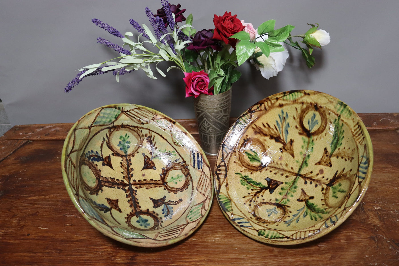 Set von 2 Stück seltener handgefertigt islamische Tonschalen Töpferschale Teller Keramik aus  Swat-Tal Pakistan und Südafghanistan Nr. 22/7 Keramik Orientsbazar   