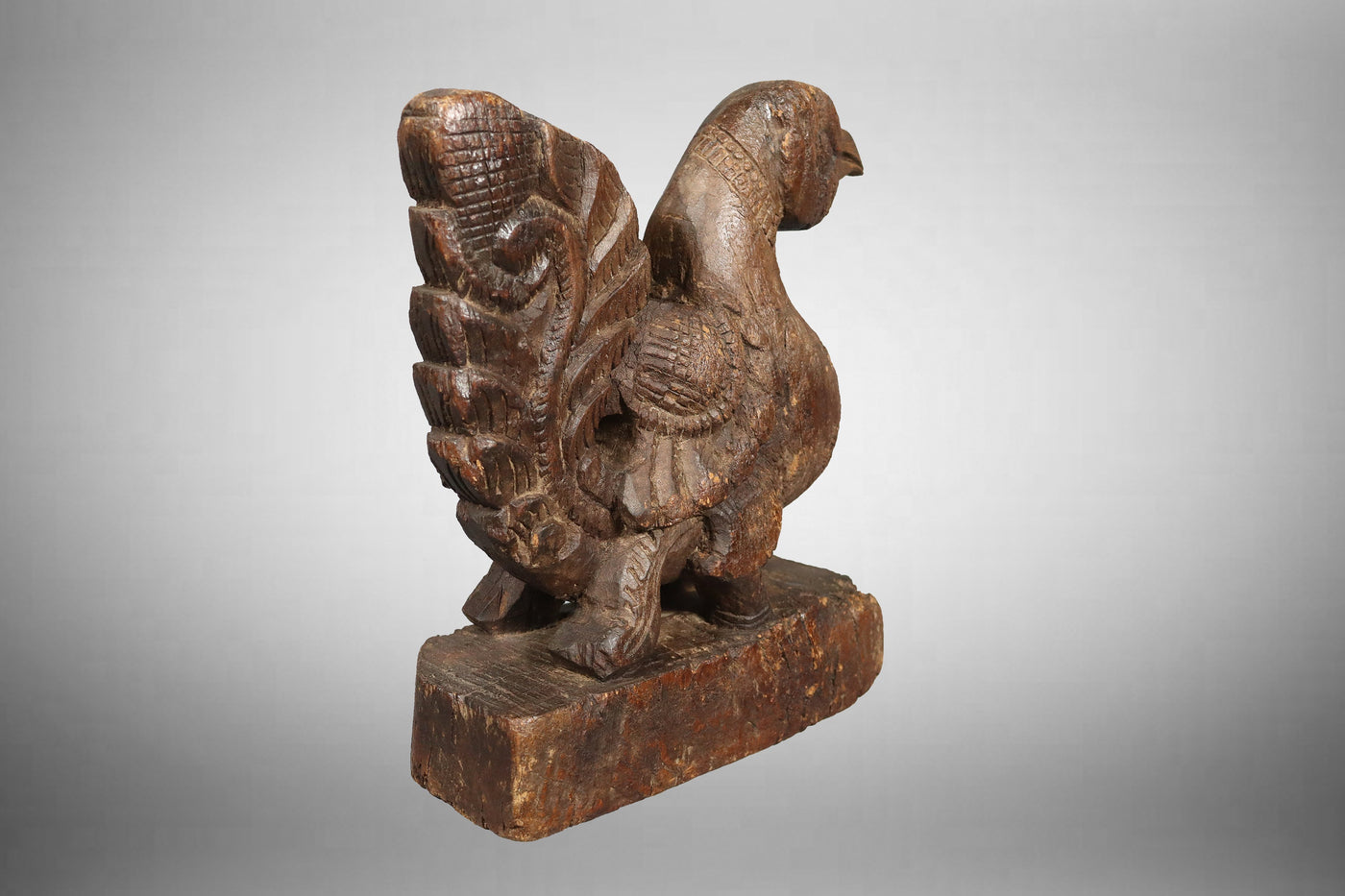 Antik hand geschnitztem Holz hölzerne Schwan-Skulptur, Vintage-Figur, wunderschöne Statue, Pfau  Orientsbazar   