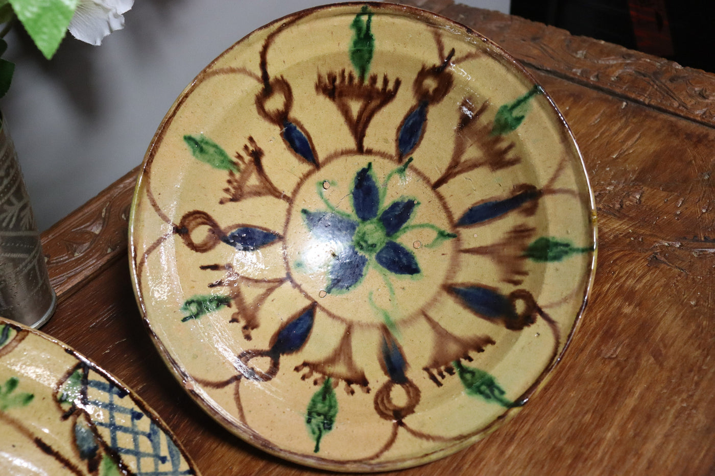 Set von 2 Stück seltener handgefertigt islamische Tonschalen Töpferschale Teller Keramik aus  Swat-Tal Pakistan und Südafghanistan Nr. 22/5 Keramik Orientsbazar   