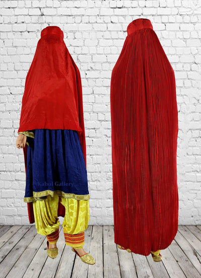 Original Afghanische Frauen schleier kopftuch Burka Burqua umhang afghan burqa abaya Niqab Kleid hijab Tschador afghanistan Pakistan (Rot)  Orientsbazar   
