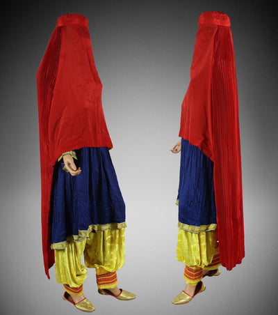 Original Afghanische Frauen schleier kopftuch Burka Burqua umhang afghan burqa abaya Niqab Kleid hijab Tschador afghanistan Pakistan (Rot)  Orientsbazar   