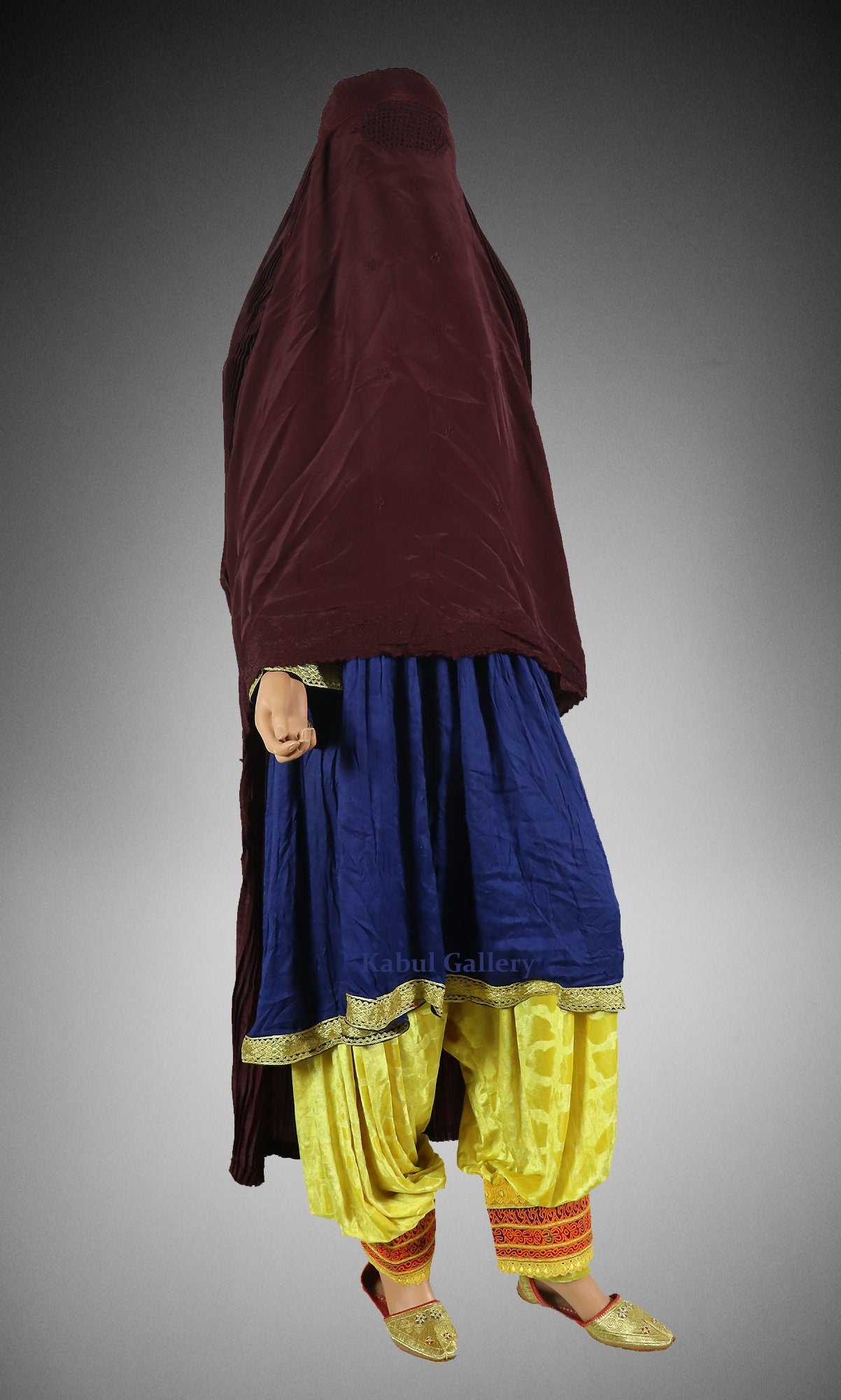 Original Afghan Frauen schleier kopftuch Burka Burqua umhang afghan burqa abaya Niqab Kleid hijab Tschador afghanistan Pakistan Rot-braun  Orientsbazar   