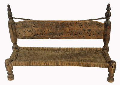 Zweisitzer antik orient Nuristan Holz Stuhl sfa aus Nuristan Afghanistan / Pakistan Swat-valley  Orientsbazar   