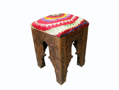 antik-look orientalische luxuriöse  Suzani Hocker Stuhl Sitzhocker Sitzkissen cushion Stool Pouf mit antike Suzani Polsterung Nr:B  Orientsbazar   