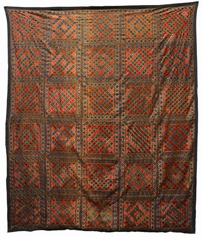 245x205 cm dekorative Seide bestickt Pulkari Schlafzimmer Bett tagesdecke Bettüberwurf sofaüberwurf Swat-Tal Pakistan Afghanistan Nr:swat-22 Textilien Orientsbazar   