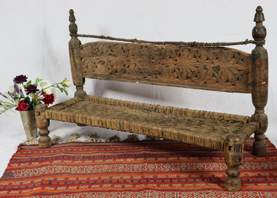 Zweisitzer antik orient Nuristan Holz Stuhl sfa aus Nuristan Afghanistan / Pakistan Swat-valley  Orientsbazar   