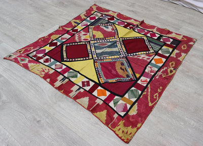 97x97 cm Antik Reich bestickte Lakai Stickerei Quilts Patchwork Wandbehang aus Zentralasiatische Uzbekistan Patchwork Afghanistan Nr: UZ9  Orientsbazar   