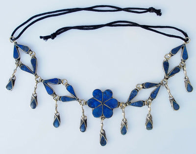 Vintage handgefertigt Halskette aus Lapis Lazuli schmuck Orientsbazar   