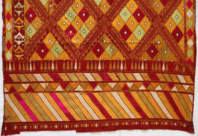 222x124 cm sehr seltener antike 19. Jahrhundert seiden Pulkari Stickerei Schal Die traditionelle Stickerei von Punjab, Indien UZ/28 Textilien Orientsbazar   