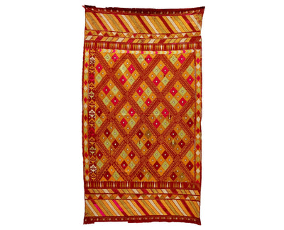 222x124 cm sehr seltener antike 19. Jahrhundert seiden Pulkari Stickerei Schal Die traditionelle Stickerei von Punjab, Indien UZ/28 Textilien Orientsbazar   