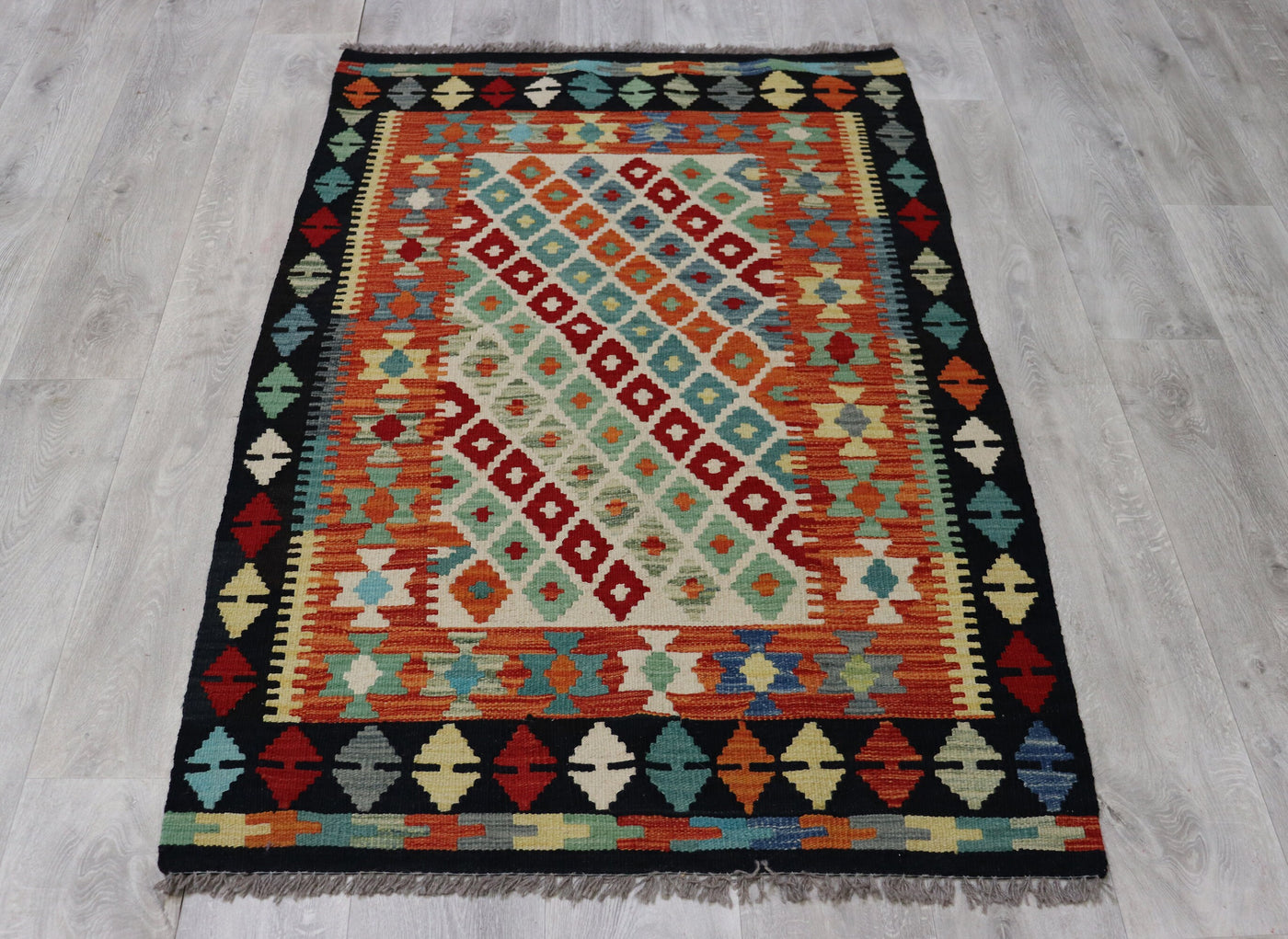 155x103 cm handgewebte nomaden orientt Kelim aus Afghanistan  Nr:5407 Teppiche Orientsbazar   
