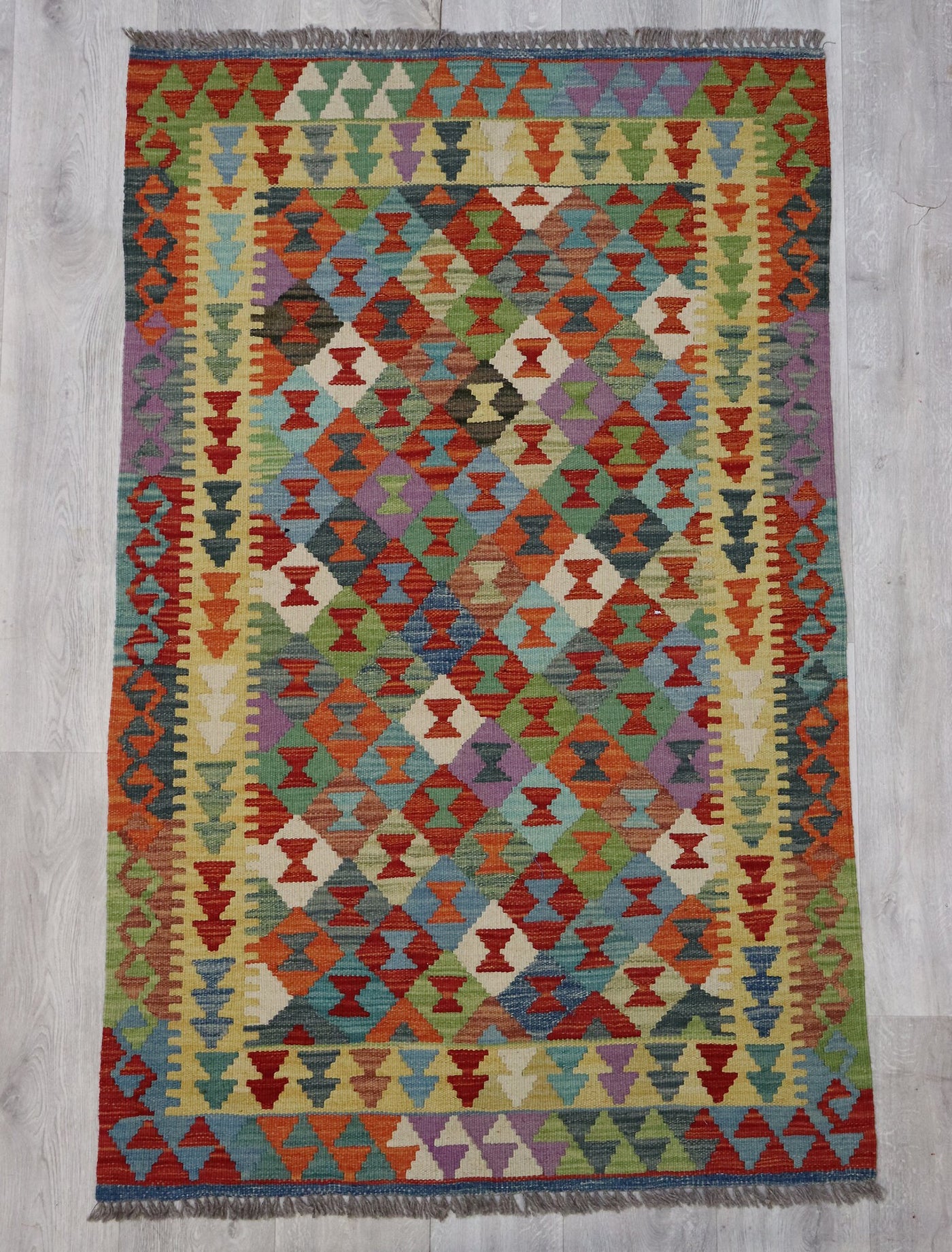 158x98 cm handgewebte nomaden orientt Kelim aus Afghanistan  Nr:5408 Teppiche Orientsbazar   