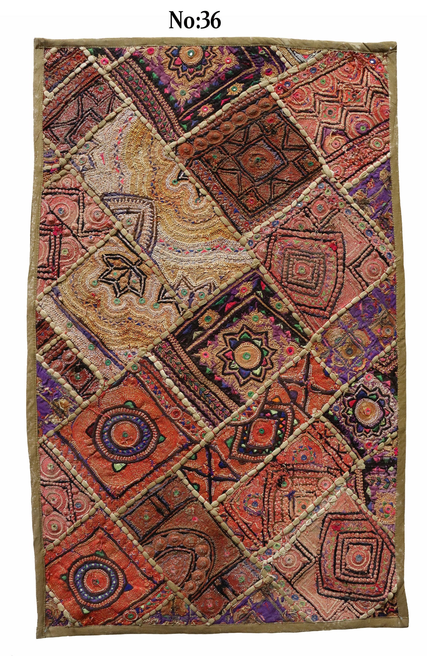 87x53 cm Vintage Bohemian orientalische handgefertigte Patchwork Wandbehang Wandteppich Teppich  Nr:GD33/47 Wandbehang Orientsbazar   