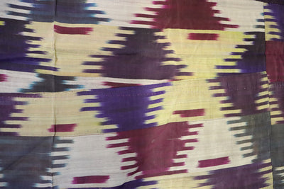 137x135 cm Antike islamische Vintage Seidenstickerei usbekische Seide Ikat Usbekistan Tribal Decke Stoff Panel Textil Ikat Wandbehang UZ/27 Textilien Orientsbazar   
