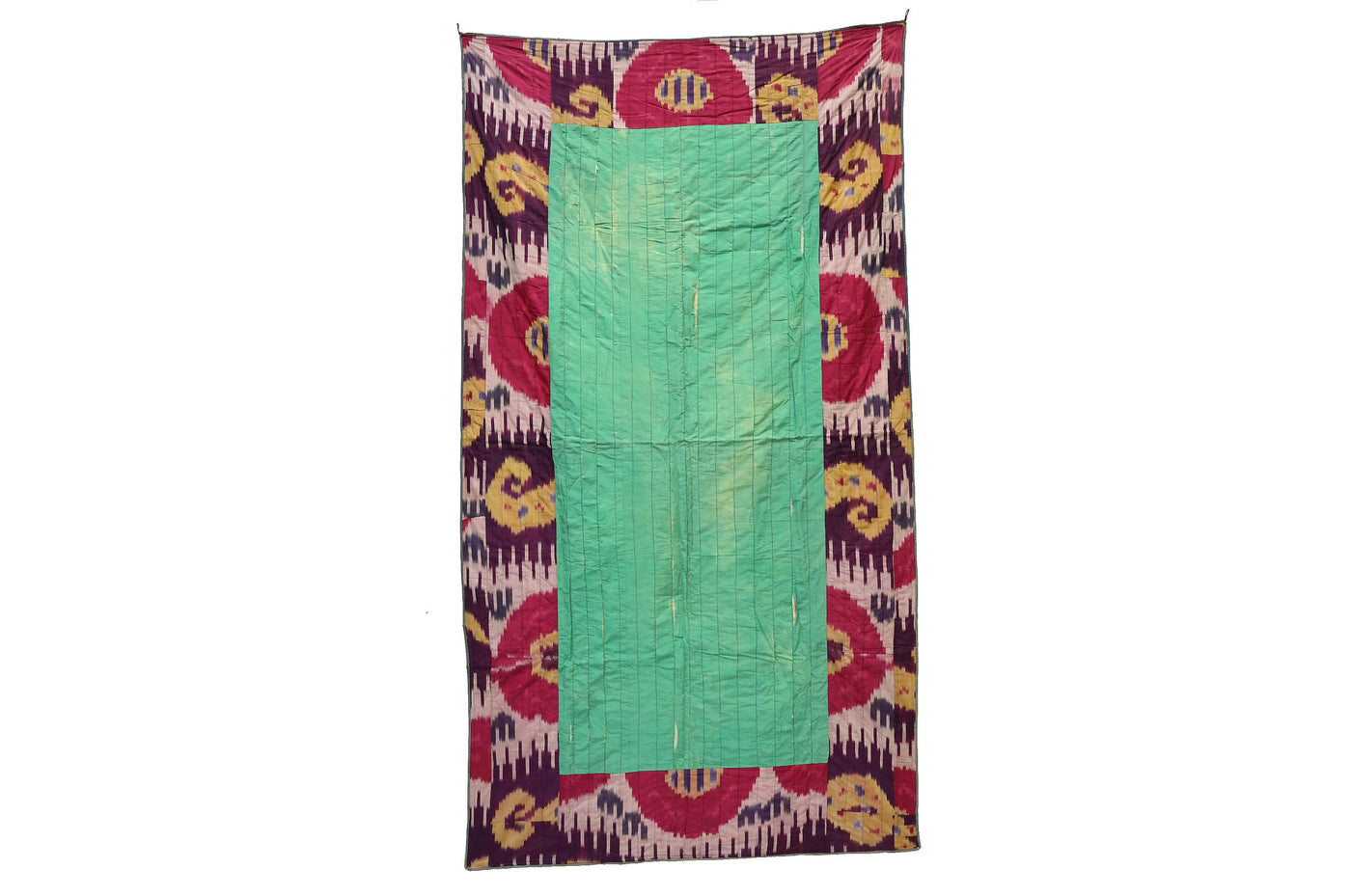 230x122 cm Antike islamische Vintage Seidenstickerei usbekische Seide Ikat Usbekistan Tribal Decke Stoff Panel Textil Ikat Wandbehang UZ/26 Textilien Orientsbazar   