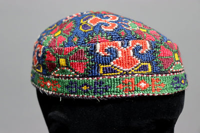 vintage handbestickte seiden Mütze aus Tajikistan Tubeteika No:22/3  Orientsbazar   