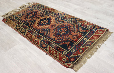 142x75 cm Vintage handgeknüpfte Türkische Kars Orientteppich Nr: 73 Teppiche Orientsbazar   