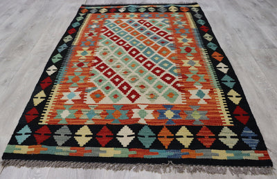 155x103 cm handgewebte nomaden orientt Kelim aus Afghanistan  Nr:5407 Teppiche Orientsbazar   